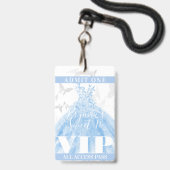 Butterfly Dance Blue Silver Sweet 16 VIP Pass Ausweis (Vorderseite mit Lanyard)