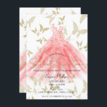 Butterfly Dance Coral Dress Gold Sweet 16 Party Einladung<br><div class="desc">Anpassen für jedes Ereignis</div>