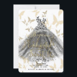 Butterfly Dance Dress Black Gold Sweet 16 16. Einladung<br><div class="desc">Anpassen für jedes Ereignis</div>
