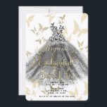 Butterfly Dance Dress Black Gold Sweet 16 16. Einladung<br><div class="desc">Anpassen für jedes Ereignis</div>