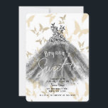 Butterfly Dance Dress Black & Gold Sweet 16 Einladung<br><div class="desc">Anpassen für jedes Ereignis</div>