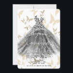 Butterfly Dance Dress Black Gold Sweet 16 Einladung<br><div class="desc">Anpassen für jedes Ereignis</div>