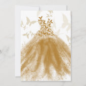 Butterfly Dance Gold Sparkline Dress Brautparty Einladung (Rückseite)