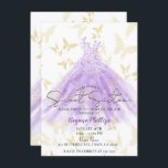 Butterfly Dance Lila Dress Gold Sweet 16 Party Einladung<br><div class="desc">Anpassen für jedes Ereignis</div>
