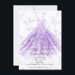 Butterfly Dance Lila Dress Sweet 16 Party Einladung<br><div class="desc">Anpassen für jedes Ereignis</div>