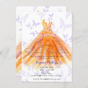 Butterfly Dance Lila Orange Dress Sweet 16 Party Einladung