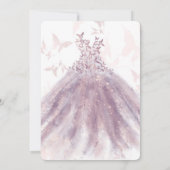 Butterfly Dance Mauve Sparkle Dress Gold Sweet 16 Einladung (Rückseite)