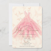 Butterfly Dance Peach Sparkle Dress Baby Dusche Einladung (Vorderseite)