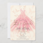 Butterfly Dance Peach Sparkle Dress Baby Dusche Einladung (Vorderseite)