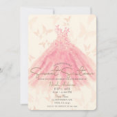 Butterfly Dance Peach Sparkle Dress Sweet 16 Party Einladung (Vorderseite)