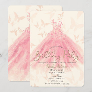 Butterfly Dance Peach Sparkress Birthday Party Einladung