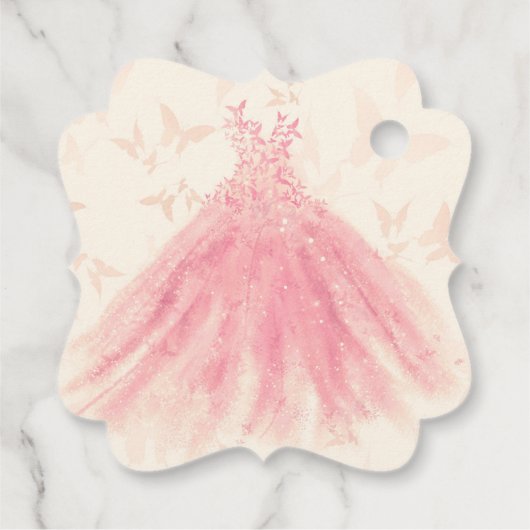 Butterfly Dance Peach Sparkress Brautparty Geschenkanhänger (Rückseite)