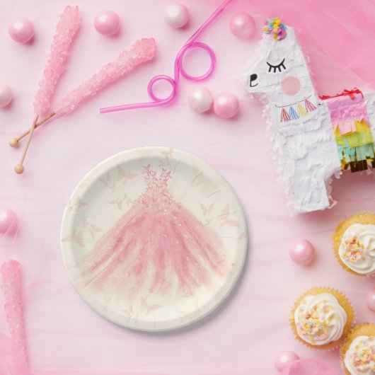 Butterfly Dance Peach Sparkress Brautparty Pappteller (Party)