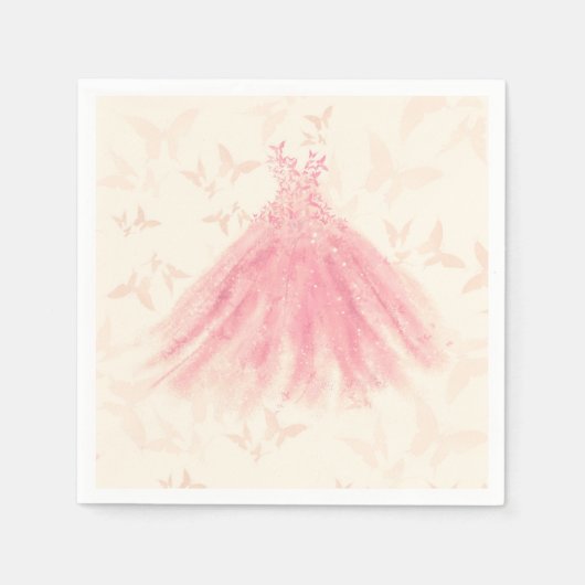 Butterfly Dance Peach Sparkress Brautparty Serviette (Vorderseite)