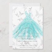 Butterfly Dance Türkis Dress Brautparty Einladung (Vorderseite)