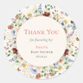 Butterfly Danke, Baby Dusche Runder Aufkleber (Vorderseite)