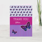 Butterfly danke individuelle Name modern Karte (Vorderseite)