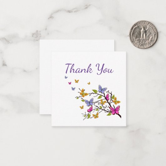 Butterfly danke notecard mitteilungskarte (Vorderseite/Rückseite Beispiel)