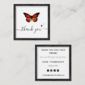 Butterfly Danke & sparkle Bilderrahmen Quadratische Visitenkarte (Vorne/Hinten)