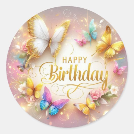 Butterfly design birthday sticker  (Vorderseite)