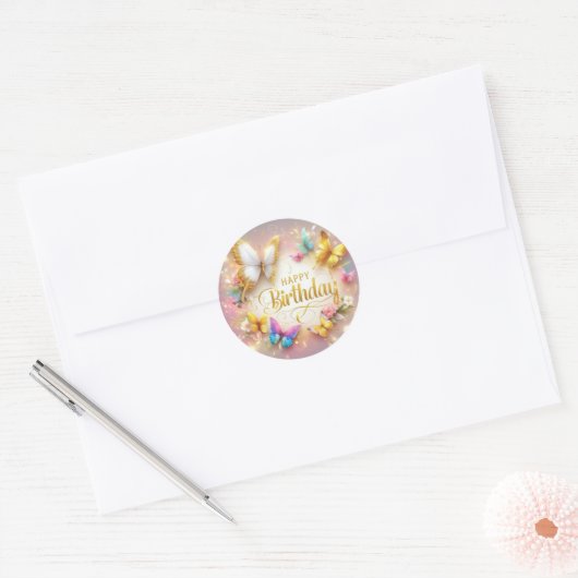 Butterfly design birthday sticker  (Umschlag)
