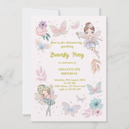 Butterfly-Design Einladung (Vorderseite)