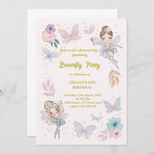 Butterfly-Design Einladung (Vorne/Hinten)
