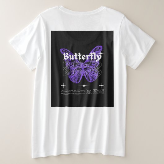 Butterfly Design Große Größe T-Shirt (Design Rückseite)