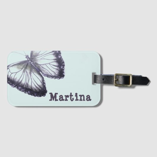 Butterfly Design-Individuelle Name Gepäckanhänger (Vorderseite (Horizontal))