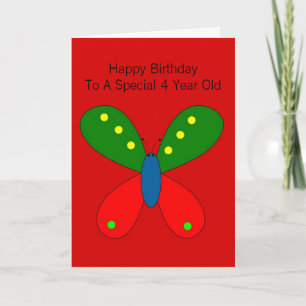 Butterfly Design Personalisiert 4. Geburtstag Karte