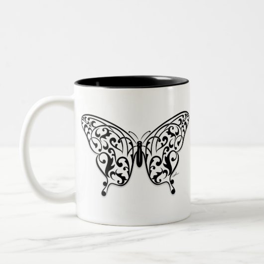 Butterfly_Design Zweifarbige Tasse (Links)