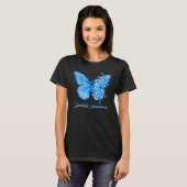 Butterfly Diabetes Awareness Ribbon Blue Diabetes T-Shirt (Vorne ganz)
