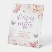 Butterfly Diaper Raffle Pedestal Schild Babydusche (Vorderseite)