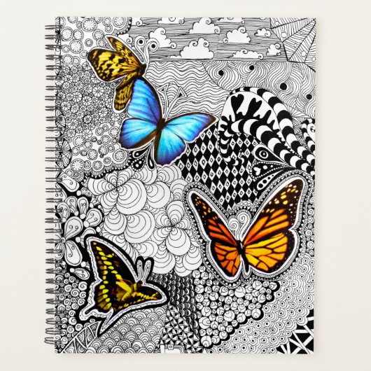 Butterfly Doodle Art Collage Planer (Vorderseite)