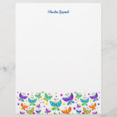 Butterfly Doodles HandGezeichnet Boho Nature Briefbogen (Vorderseite)