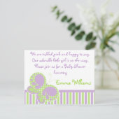 Butterfly Dots Babydusche Einladung Lila/Grün (Stehend Vorderseite)