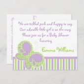 Butterfly Dots Babydusche Einladung Lila/Grün (Vorne/Hinten)