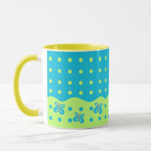 Butterfly & Dots Blue Green Tasse (Links)
