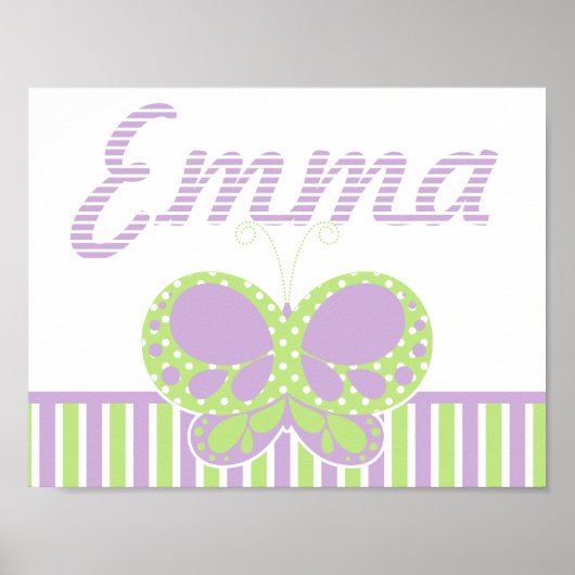 Butterfly Dots Personalisiert Name Wand drucken 2 Poster (Vorne)