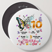 Butterfly Double Digits 10 Jahre alte Schmetterlin Button (Vorne & Hinten)