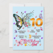 Butterfly Double Digits 10 Jahre alte Schmetterlin Einladung (Vorderseite)