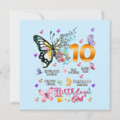 Butterfly Double Digits 10 Jahre alte Schmetterlin Einladung (Vorderseite)