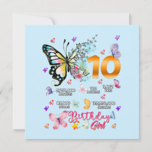 Butterfly Double Digits 10 Jahre alte Schmetterlin Einladung