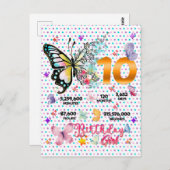 Butterfly Double Digits 10 Jahre alte Schmetterlin Postkarte (Vorne/Hinten)