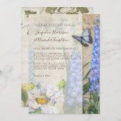 Butterfly Dragonfly Blue White Blume Hochzeit Einladung (Vorne/Hinten)