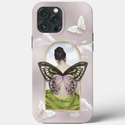 Butterfly Dream Fantasy Collage mit Monogramm Case-Mate iPhone Hülle (Rückseite)