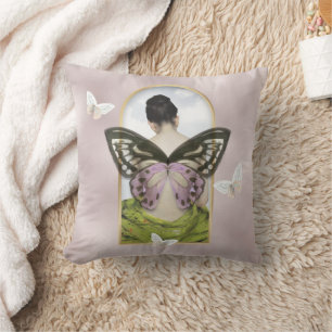 Butterfly Dream Feminine Fantasy Collage Kissen