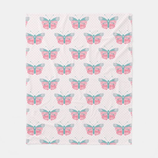 Butterfly Dreams Aquamarin Pink Girl Fleecedecke (Vorderseite)