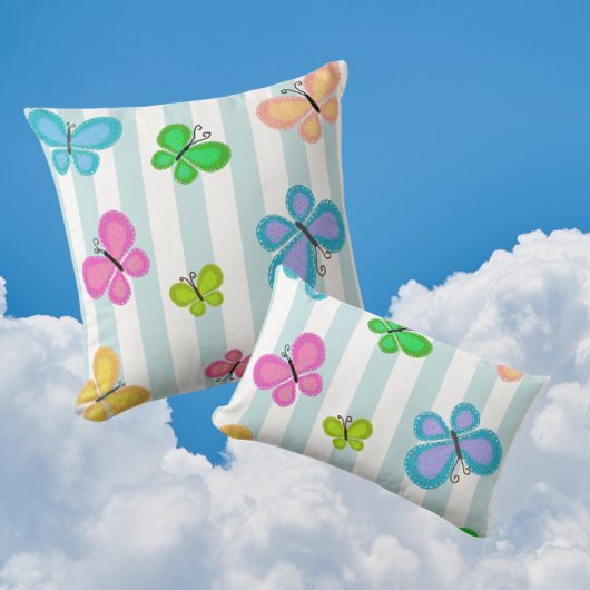 Butterfly Dreams Blue Stripe Kissen