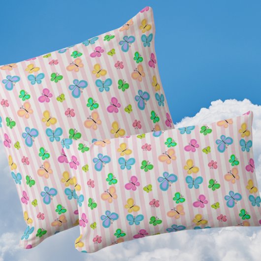 Butterfly Dreams Colorful Butterflies Pink Stripe Lendenkissen